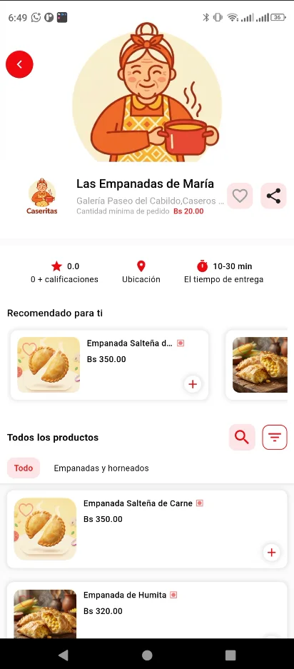 Captura de Caseritas Cliente